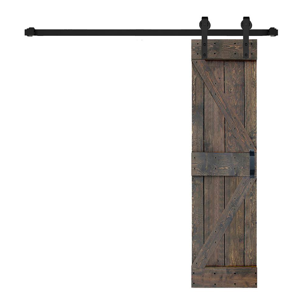 K Series 24 in. x 84 in. Smoky Gray Finished DIY Solid Wood Sliding Barn Door with Hardware Kit price history on PriceWatchPro