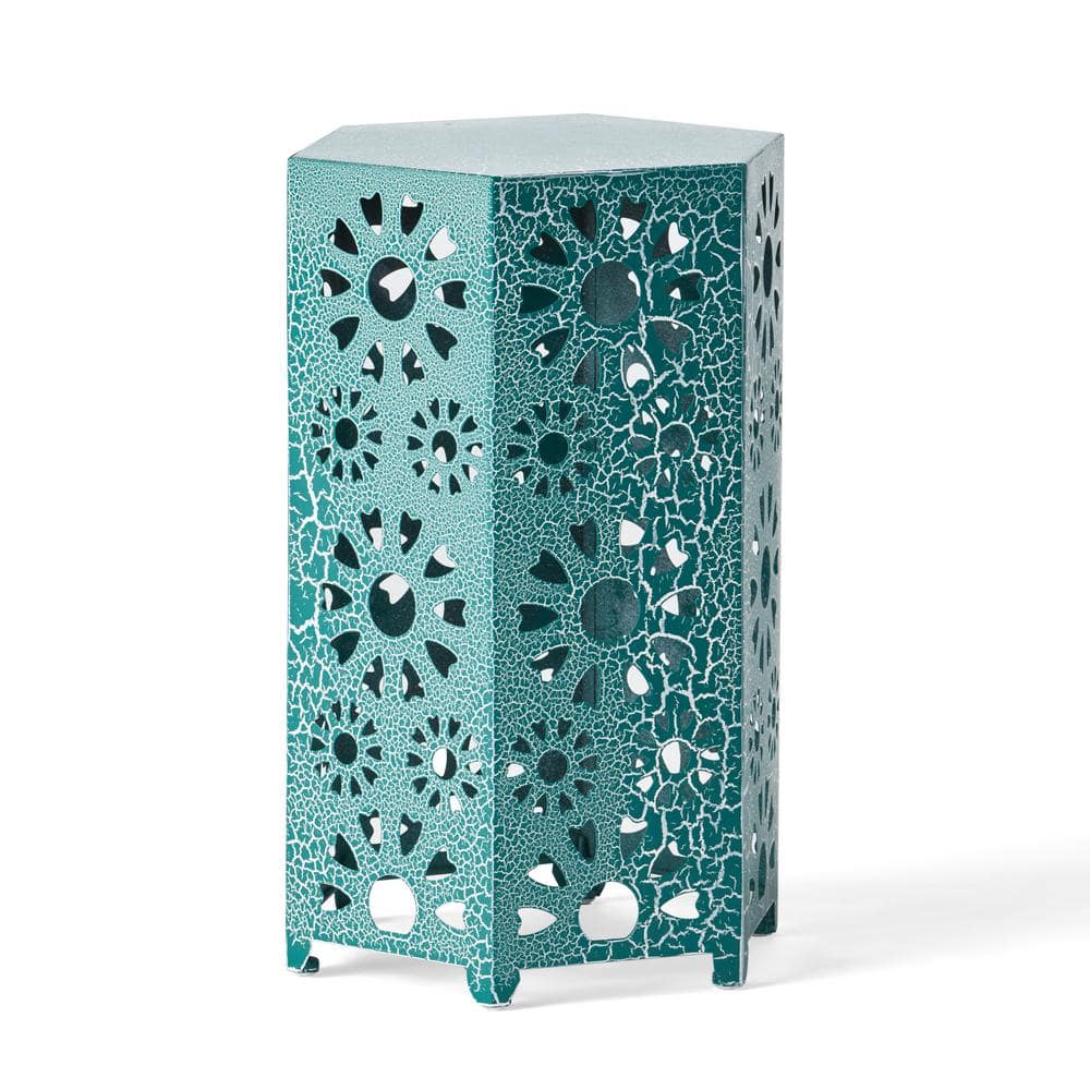 Teal Iron Outdoor Side Table.