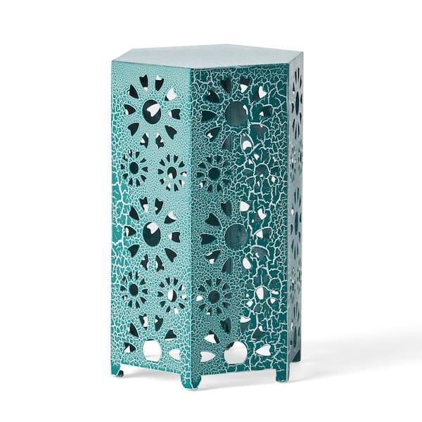 Unbranded Teal Iron Outdoor Side Table.