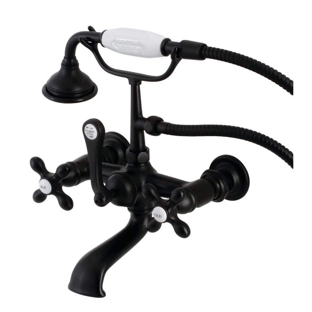 Aqua Vintage 3-Handle Wall-Mount Clawfoot Tub Faucets with Hand Shower in Matte Black price history on PriceWatchPro