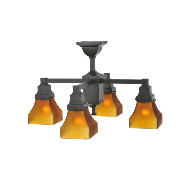 Illumine 4 Light Chandelier Frosted Amber Glass Timeless Bronze Finish