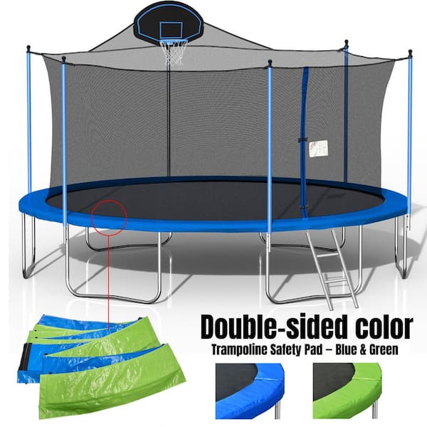 Tatayosi 16 ft. Jumping Trampoline with Basketball Hoop, Double-sided Cover,Ladder for Both Kids & Adults, Indoor & Outdoor