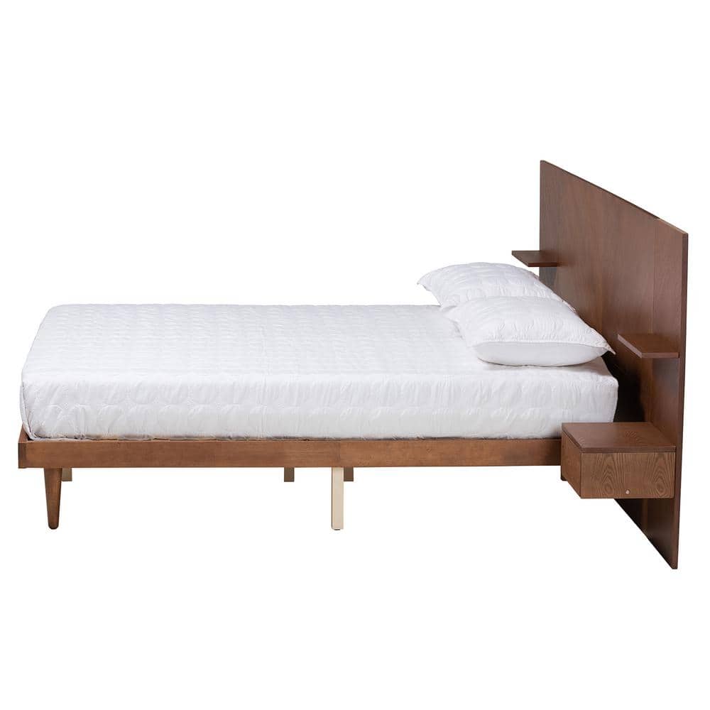 Graham Ash Walnut Queen Platform Bed with Storage and Nightstands