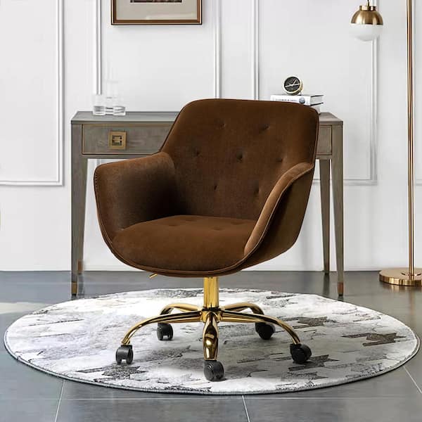 brown velvet swivel chair