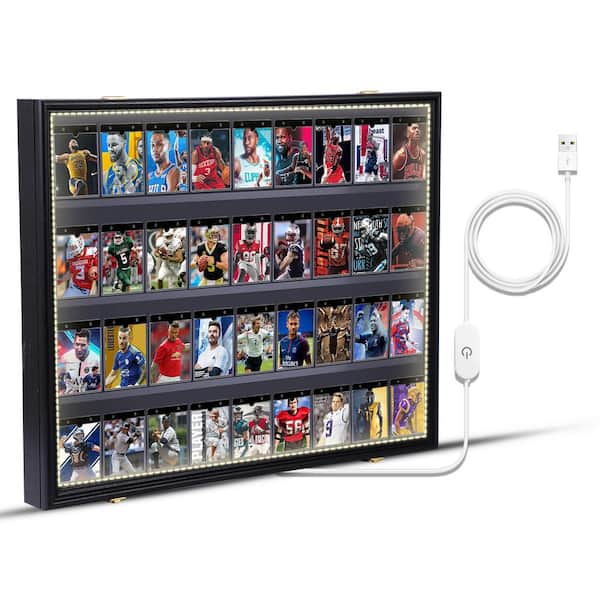 Unbranded Black 24 in. x 31 in. Sports Card Display Frame Case with LED, Baseball Card Display Case, Card Display (1-P Horizontal)