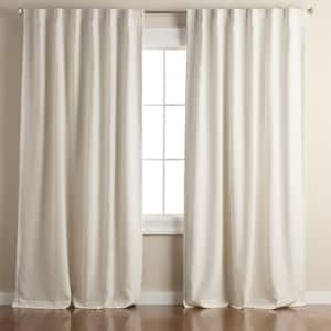 Davos Solid Linen Texture 50 in. W x 108 in. L Natural Linen Blackout Curtain (Set of 2)