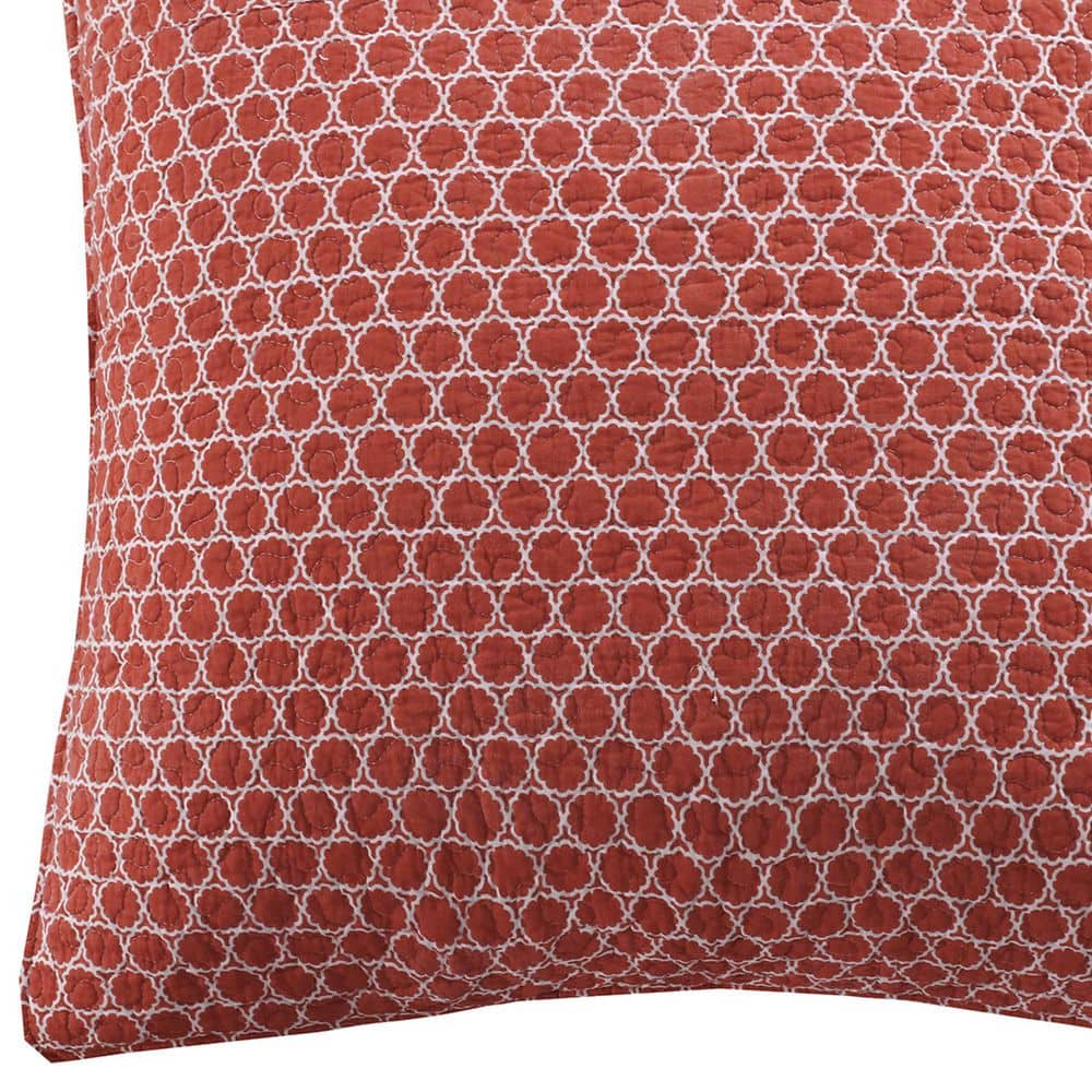 Burnt Orange Cotton Geometric Euro Sham Set