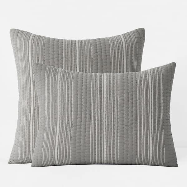 Company Cotton Stripe Gray Quilt Cotton King Sham