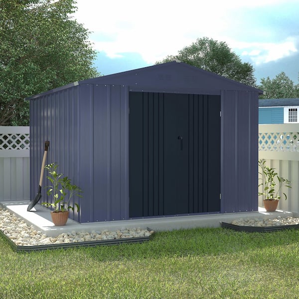 8 ft. W x 8 ft. D Outdoor Metal Storage Shed in Gray (64 sq. ft.)