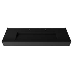 Pyramid 60 in. Wall Mount Solid Surface Single-Basin Rectangle Bathroom Sink in Matte Black