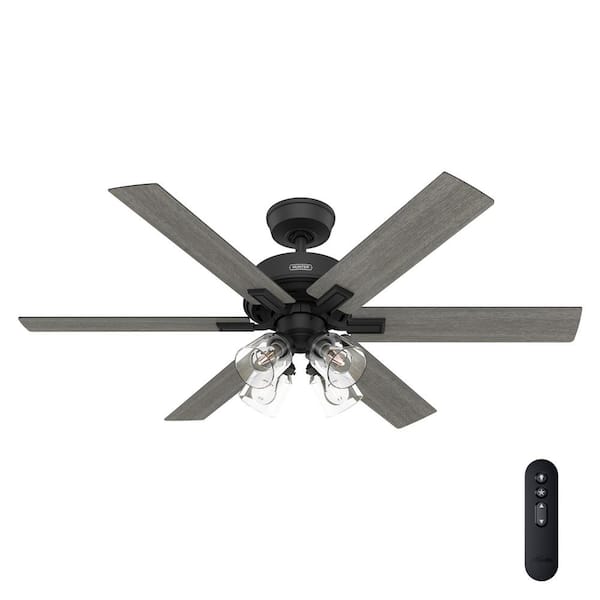 Hunter Fonthill 52 in. Indoor Matte Black Standard Ceiling Fan with LED Lights and Remote Included