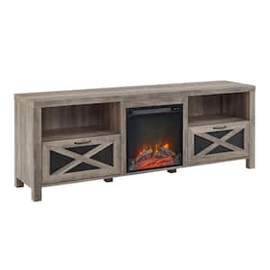 Abilene 70 in. Grey Wash TV Stand with Electric Fireplace (Max tv size 78 in.)