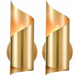 4.3 in. 1-Light Brass Modern Wall Sconce with Standard Shade