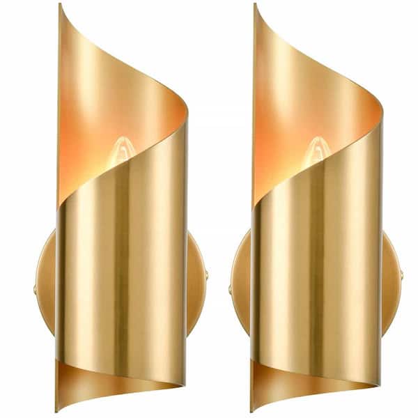 CLAXY 4.3 in. 1-Light Brass Modern Wall Sconce with Standard Shade