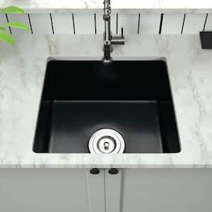 18 in. Undermount Single Bowl Matte Black Quartz Kitchen Sink