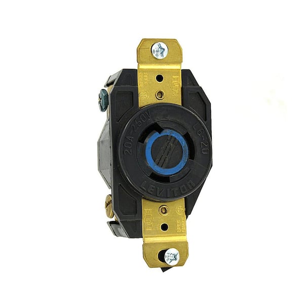 20 Amp 250-Volt Flush Mounting Grounding Locking Outlet, Black 2320-B