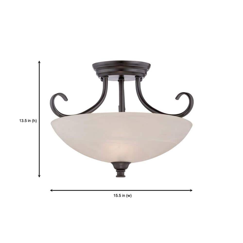 Kendall 15.5" Bronze and Glass Bowl Semi-Flush Light