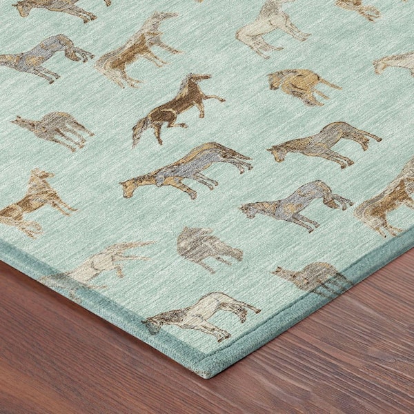 Chantille Machine Washable Indoor/Outdoor Abstract ACN2521 Mint 3 ft. x 4 ft. Area Rug