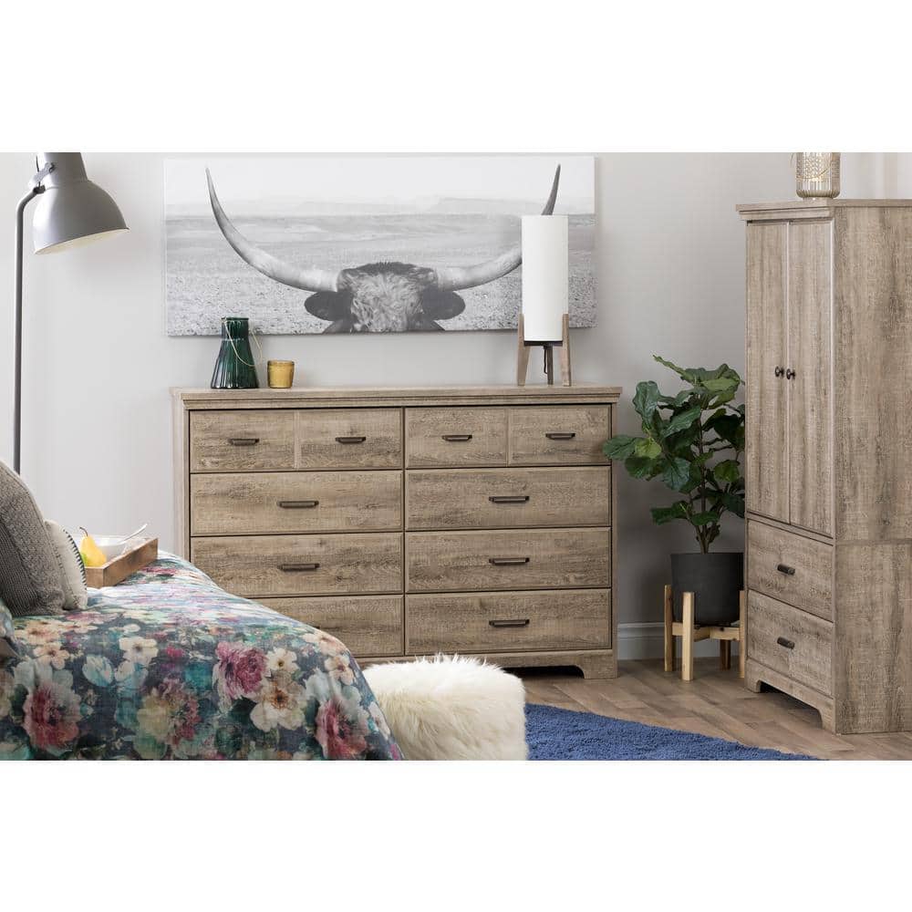 Cottage Charm Weathered Oak Double Dresser with Soft Close Drawers