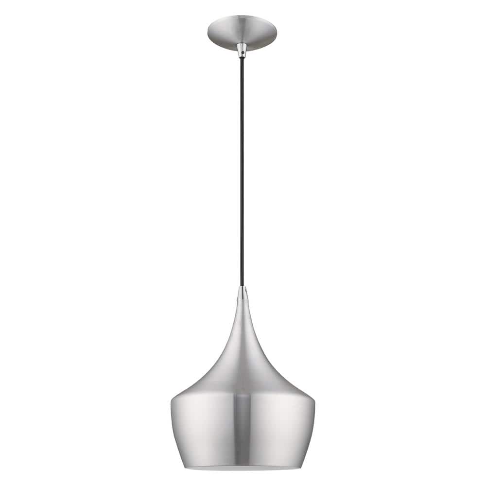 Mini Brushed Aluminum 1-Light Pendant for Indoor/Outdoor