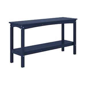 Laguna Outdoor Patio Bar Console Table with Storage Shelf Navy Blue