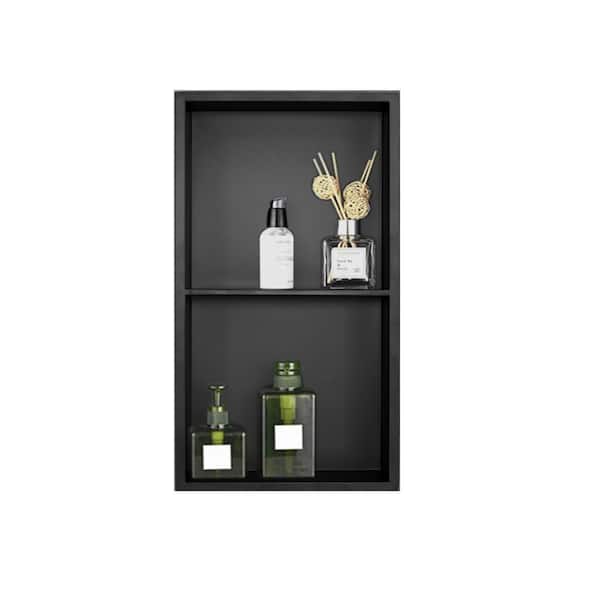 12 in. W x 24 in. H x 4 in. D Stainless Steel Shower Niche in Matte Black
