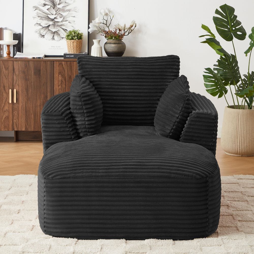 64.6 in Wide Square Arm Corduroy Upholstered Modern Lazy Sofa Chaise for Living Room in Black, No Assembly Required price history on PriceWatchPro