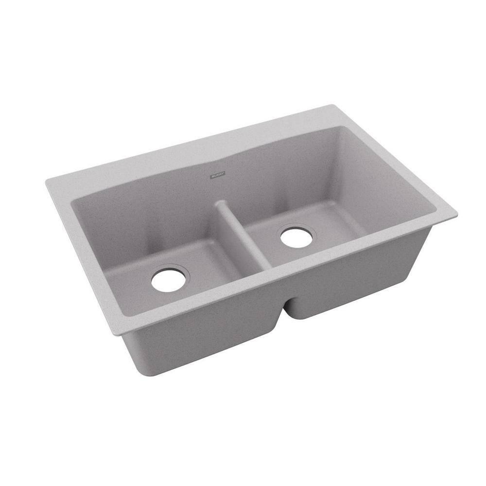 Greystone Quartz Double Basin Drop-In Kitchen Sink