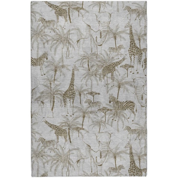 Dream Shag Premium Machine Washable Abstract ADS202 Fog 3 ft. x 5 ft. Area Rug