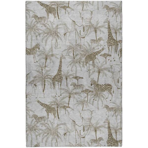 Dream Shag Premium Machine Washable Abstract ADS202 Fog 9 ft. x 12 ft. Area Rug