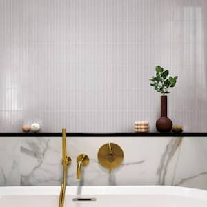 Take Home Sample - Jasmin Off White 3.26 in. x 8 in. Glass Peel and Stick Wall Mosaic Tile (0.18 Sq. Ft. / Each)