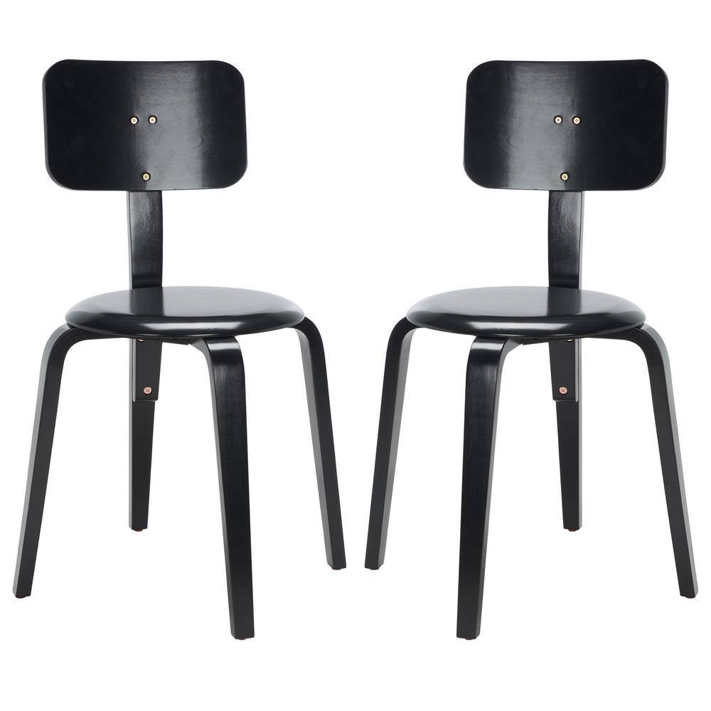 Elegant Black Bentwood Low-Back Stackable Dining Chair, Set of 2