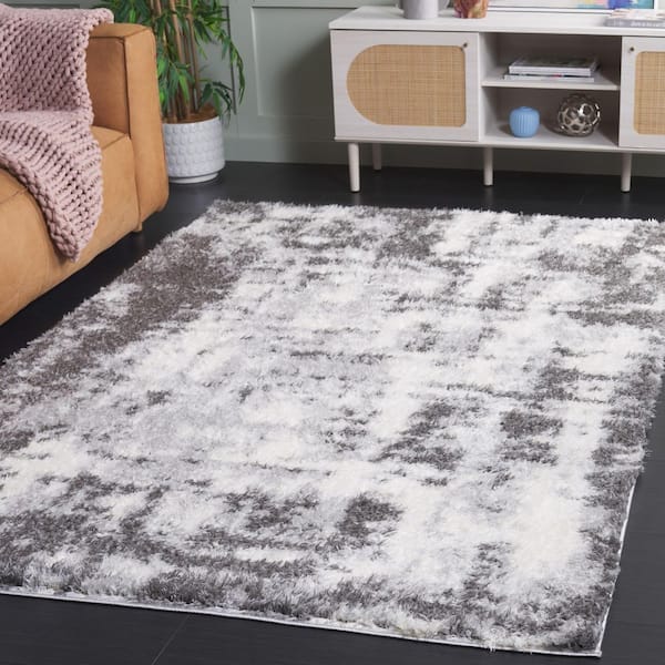 Lindsay Shag 9 ft. x 12 ft. Dark Gray/Gray Patchy Distressed Area Rug