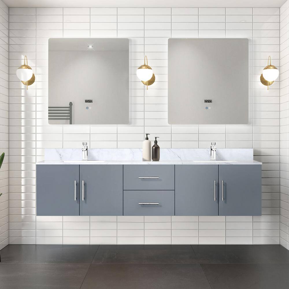 Geneva 80 in. W x 22 in. D Dark Grey Double Bath Vanity with Carrara Marble Top, and Faucet Set price history on PriceWatchPro