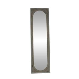 20 in. x 70 in. Brown Wood Distressed Floor Mirror with Stand