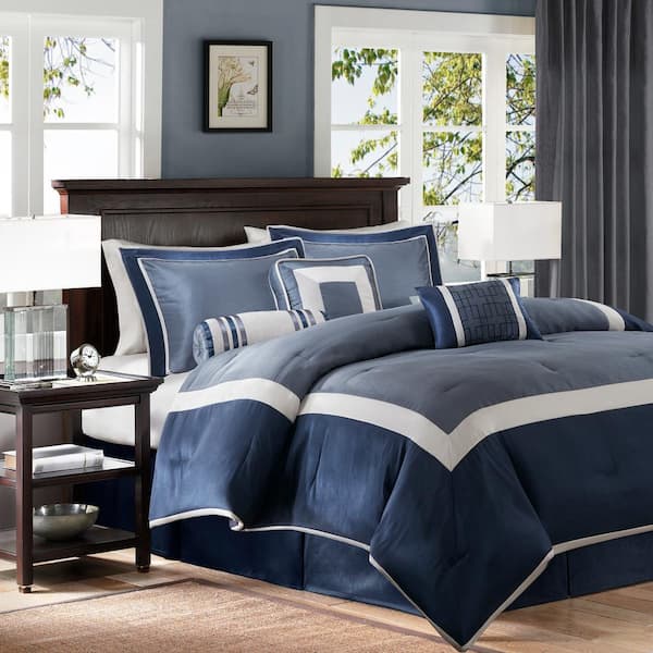 Abigail 7-Piece Navy Cal King Polyester Comforter Set