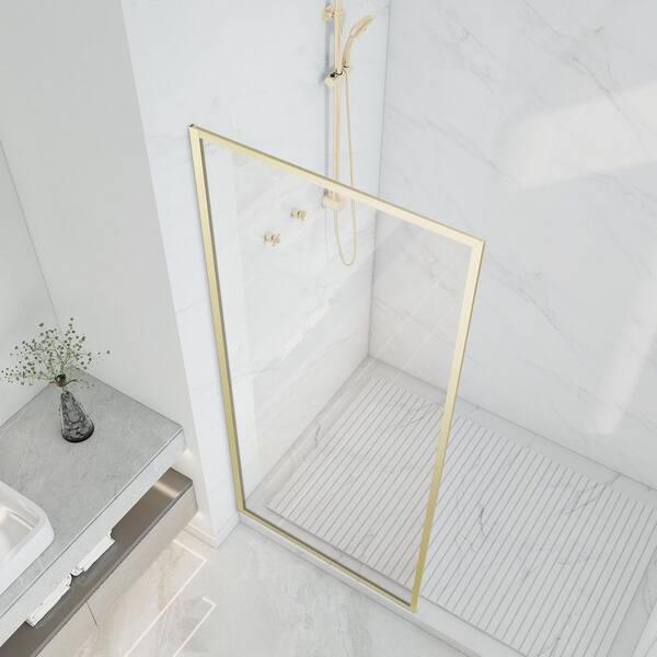 ANZZI Welle 34 in. W x 74 in. H Fixed Framed Shower Door in