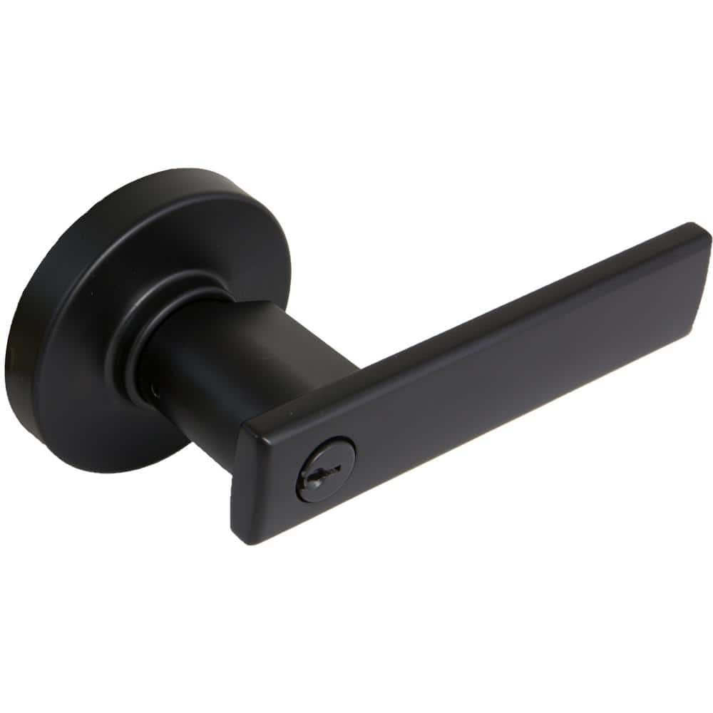 Westwood Matte Black Keyed Entry Door Lever With Round Rose
