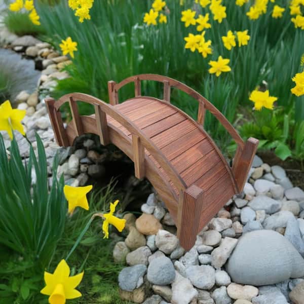 25 in. Miniature Japanese Wood Garden Bridge - Treated