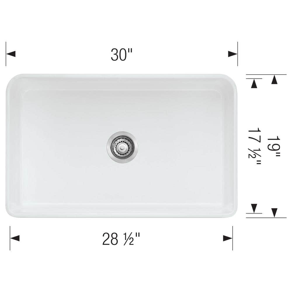 Cerana 30" White Fireclay Single Bowl Farmhouse Sink