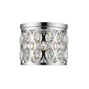Dealey 11.25 in. 3-Light Chrome Flush Mount with Clear Shade