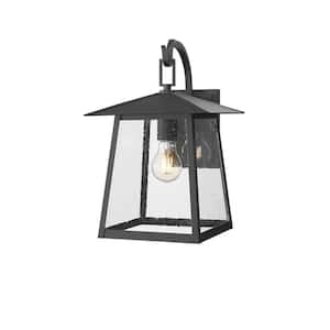 Rainer 15 in. Black Outdoor Hardwired Wall Sconce with no bulbs included