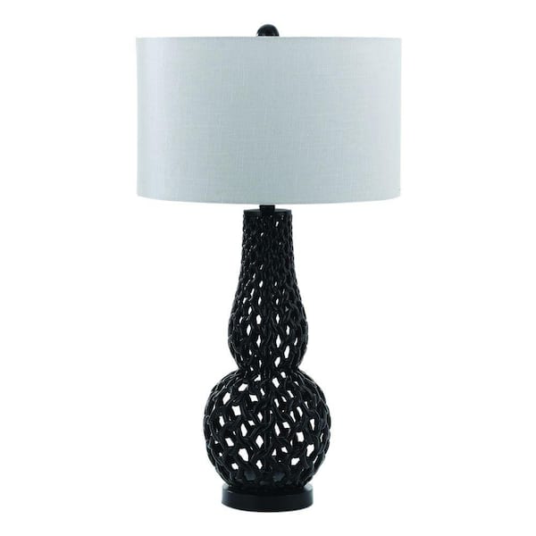 AF Lighting Chain Link 31 in. Black Resin Table Lamp with White Shade