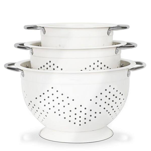 Colander Set for Kitchen, Stainless Steel Handle Food Strainers and Colanders for Pasta, Vegetables, and Fruits