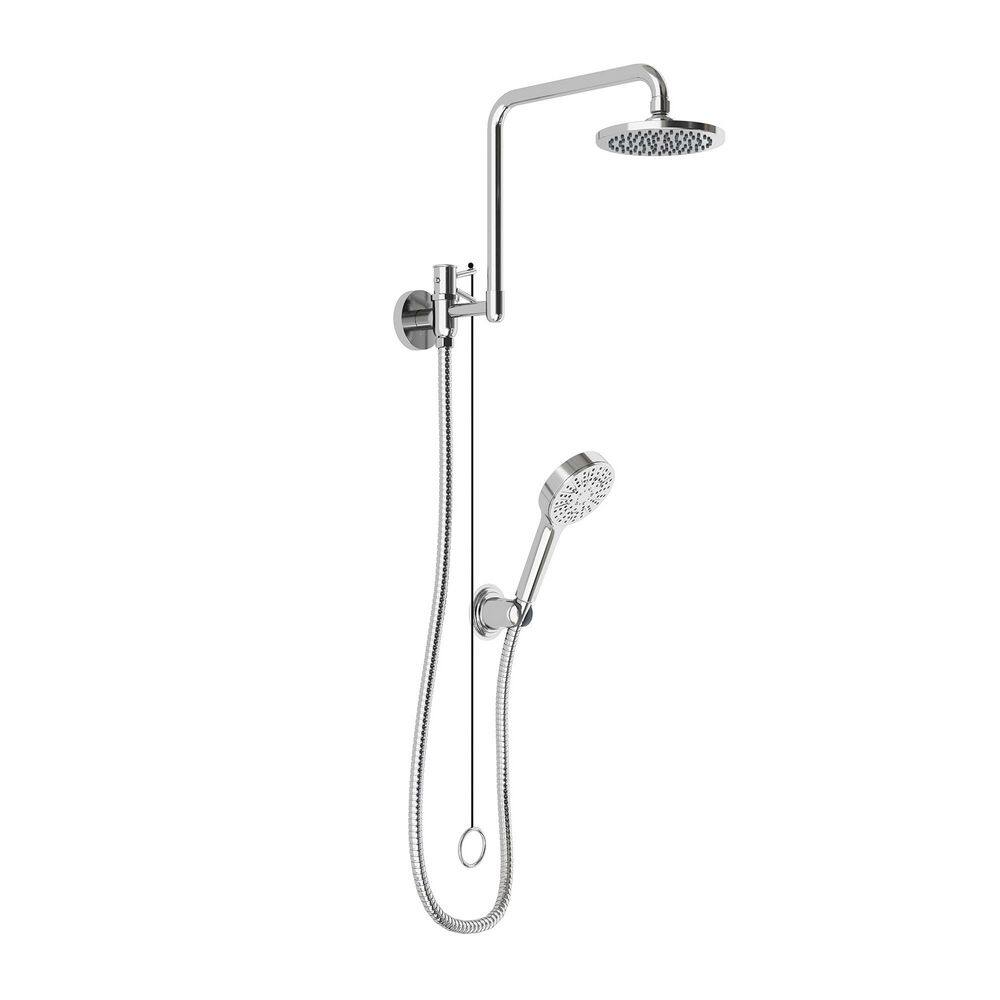 6-Spray Stainless Steel 6 in. Round Dual Wall Mount Fixed and Handheld Shower Head w Water Distribution Valve in Chrome price history on PriceWatchPro