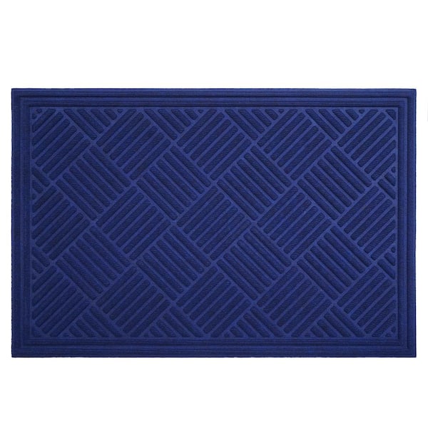 Chess Ribbed 36 in. x 60 in. Blue Colored Indoor/Outdoor Doormat