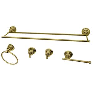 Modern 5-Piece Bath Hardware Set in Polished Brass