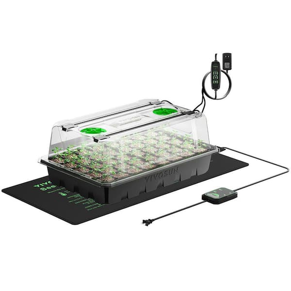VIVOSUN 40-Cell Indoor Seed Starter Kit with 1 Set of LED Lights, 10 in. x 20.75 in. Seedling Heat Mat