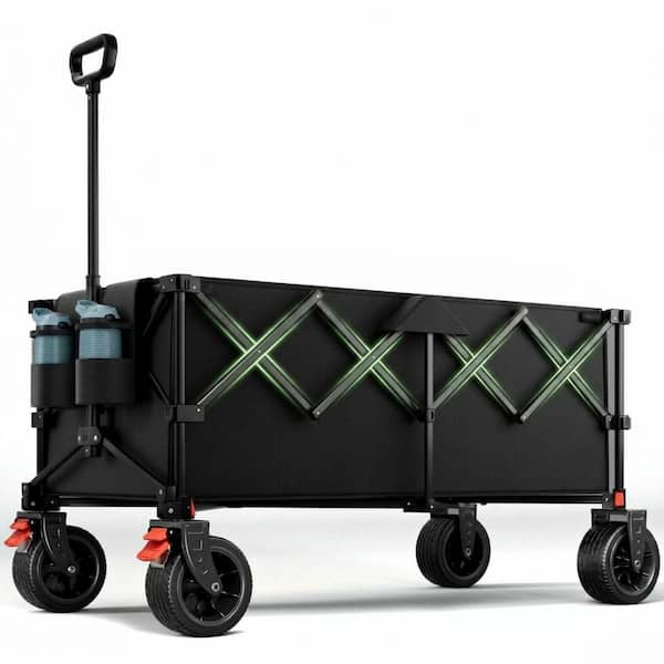 9.89 cu. ft. Oxford Fabric Garden Cart Heavy Duty Collapsible Folding Utility Wagon with All-Terrain Wheels