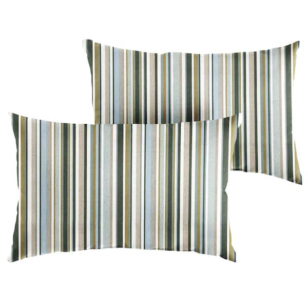 SORRA HOME Sunbrella Highlight Ivy Rectangle Indoor/Outdoor Lumbar Pillow (2-Pack)